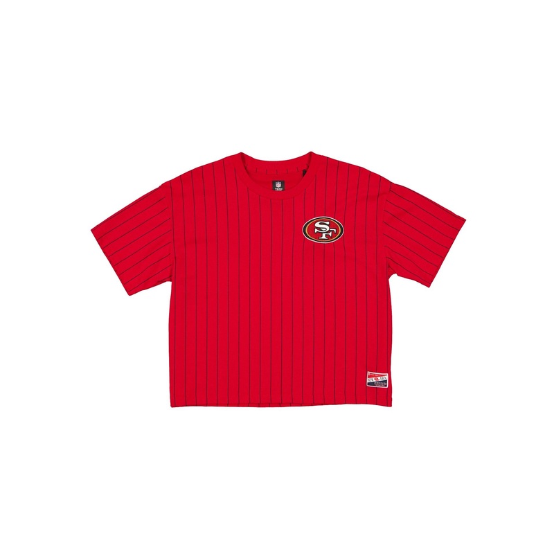 San Francisco 49ers Throwback Women’s Cropped Pinstripe T-Shirt