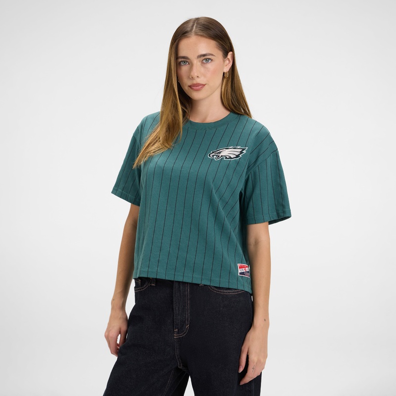 Philadelphia Eagles Throwback Women’s Cropped Pinstripe T-Shirt