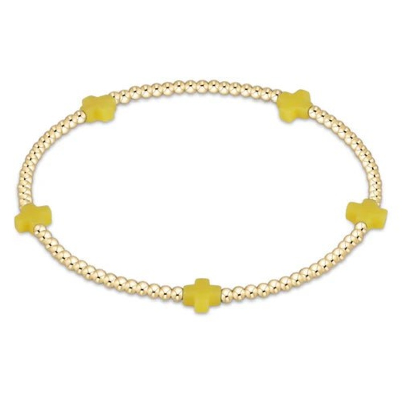 Signature Cross Small Gold Pattern 2mm Bracelet – Canary