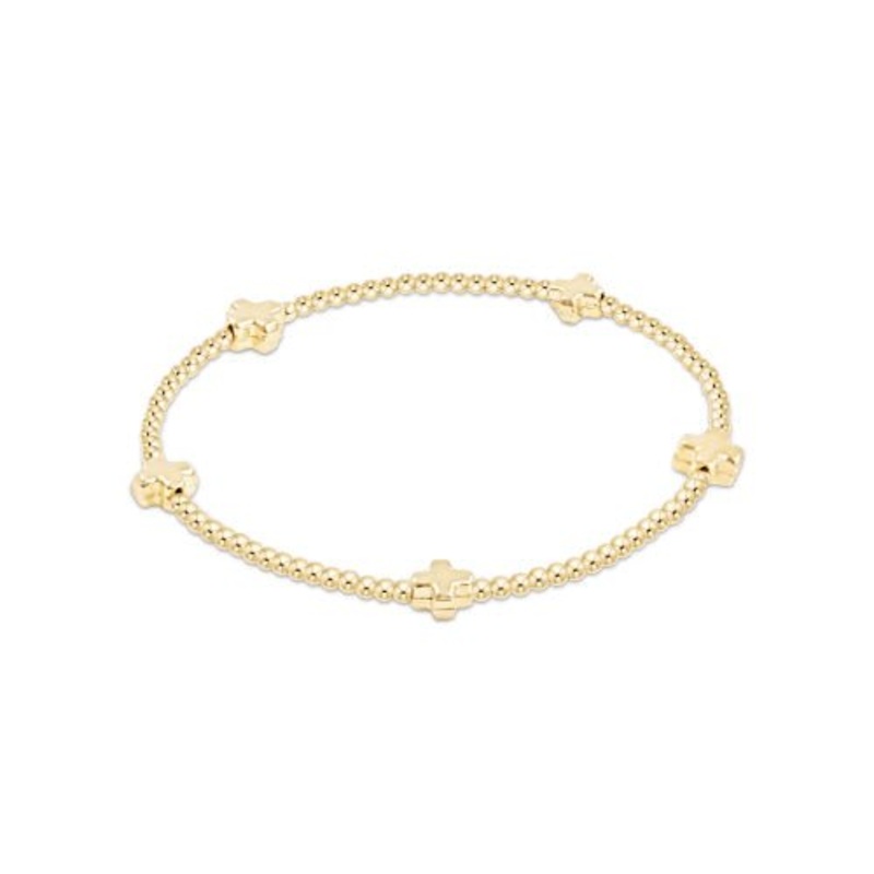 Signature Cross Small Gold Pattern 2mm Bracelet – Gold