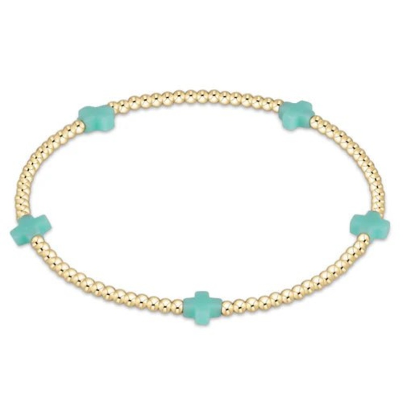 Signature Cross Small Gold Pattern 2mm Bracelet – Mint
