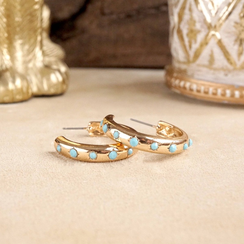 Classic Bubble Hoops  Turquoise