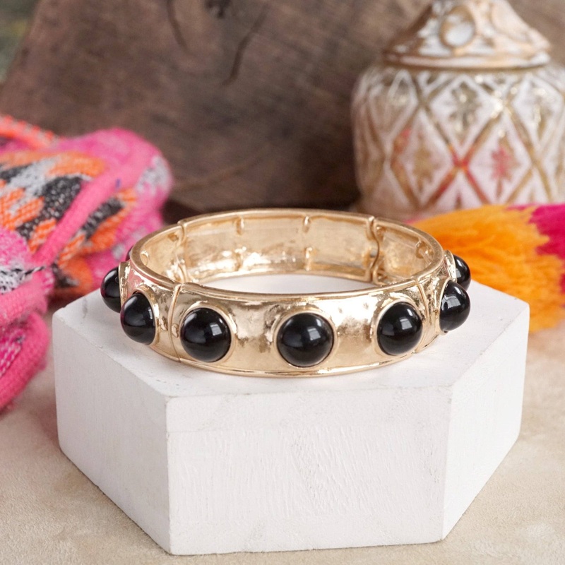Eternity Statement Bangle Gold Tone – Black