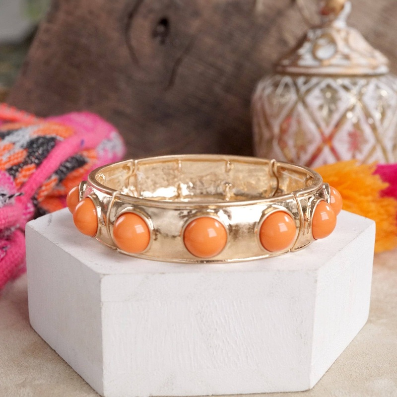 Eternity Statement Bangle Gold Tone – Orange