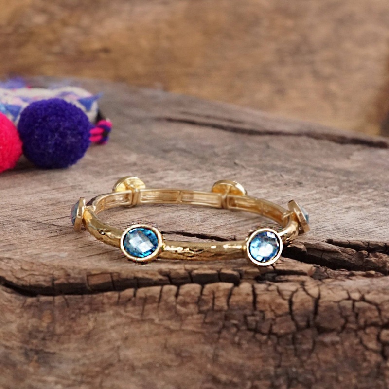 Jeweled Golden Bangle – Blue