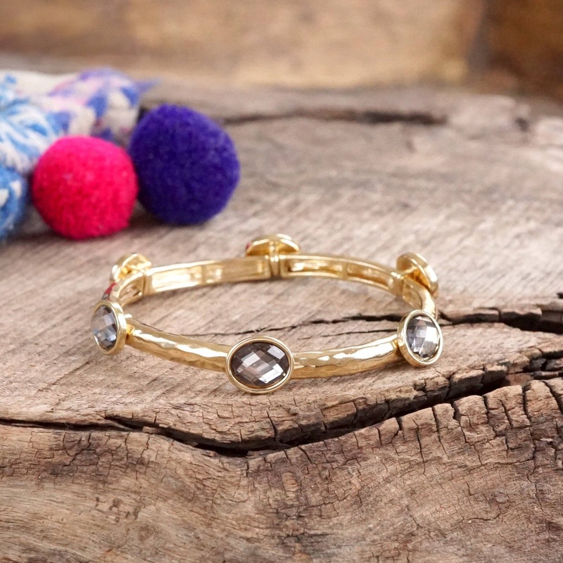 Jeweled Golden Bangle – Gray