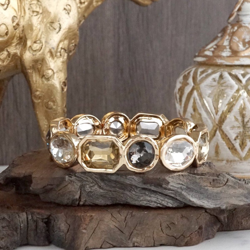 Statement Stretchy Gem Bangle: Neutrals