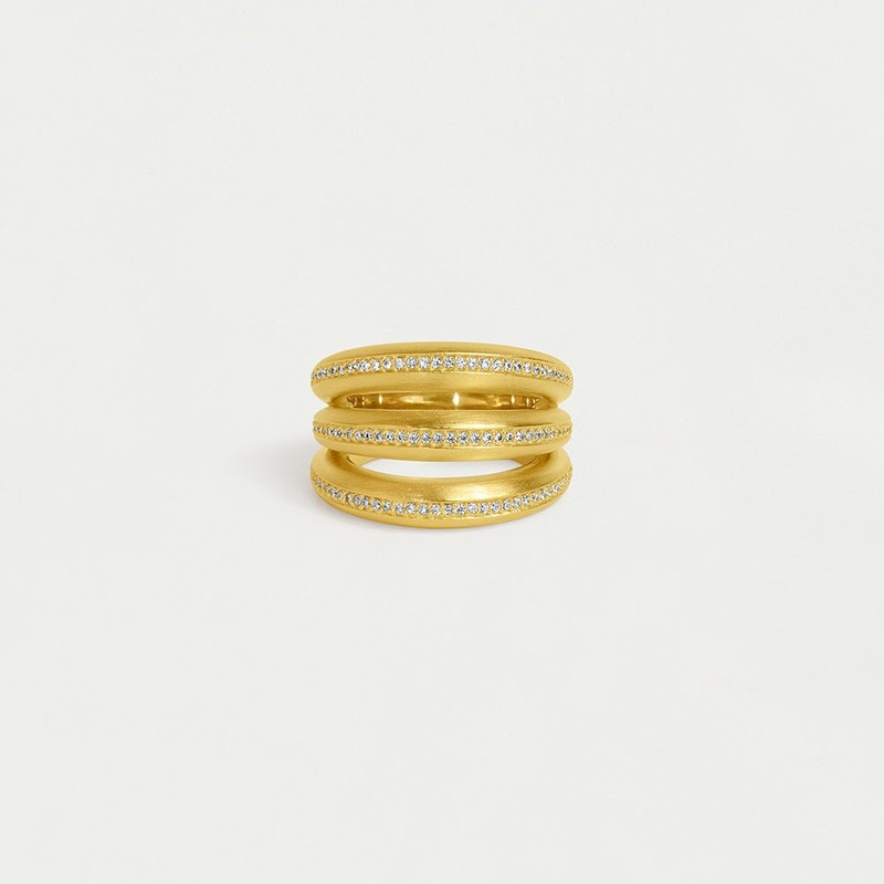 Dauphine Pave Stacking Ring – Gold/White Topaz – Small