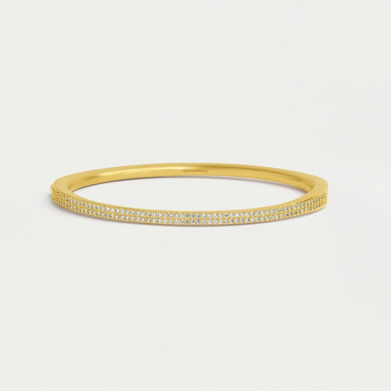 Petite Pave Hinge Bangle – Gold/White Topaz