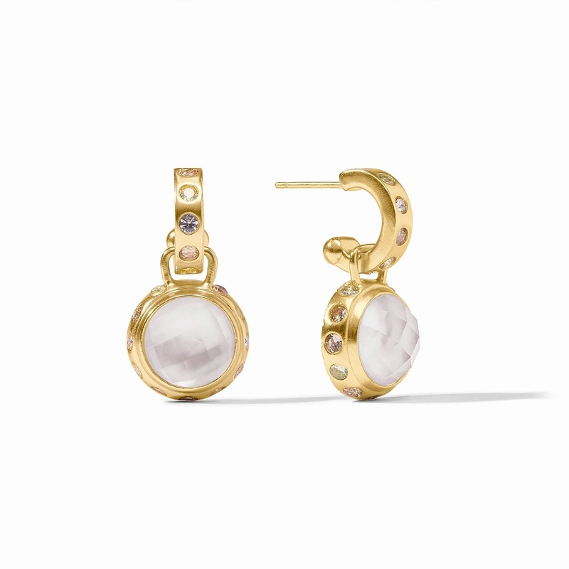 Rainbow Hoop & Charm Earring – Iridescent Clear Crystal