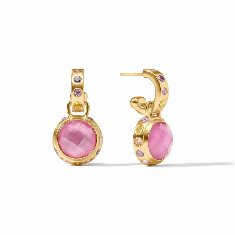 Rainbow Hoop & Charm Earring – Iridescent Tourmaline Pink