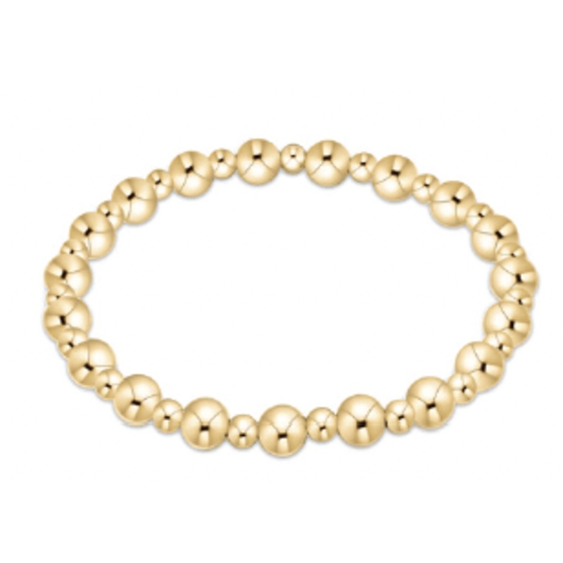 Extends Classic Grateful Pattern 6mm Bead Bracelet- Gold