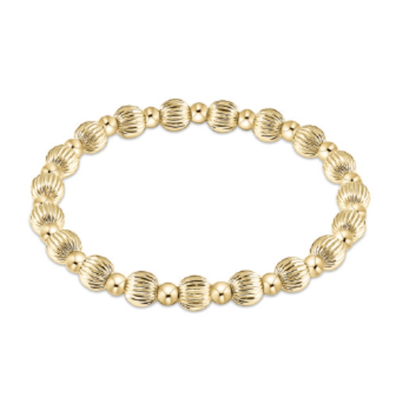 Extends Dignity Grateful Pattern 6mm Bead Bracelet – Gold