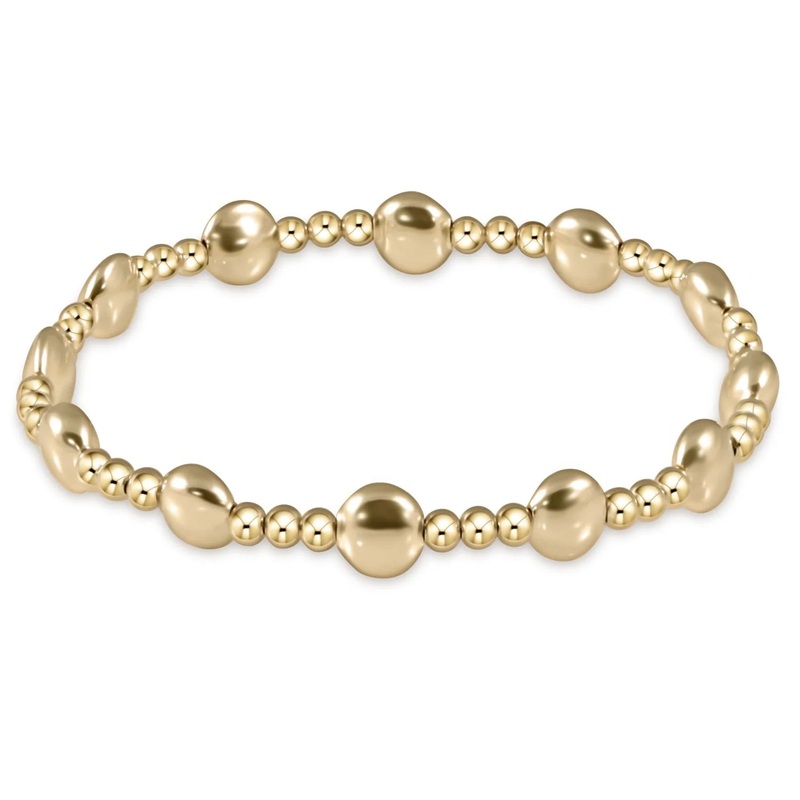 Extends Honesty Gold Sincerity Pattern 6mm Bead Bracelet