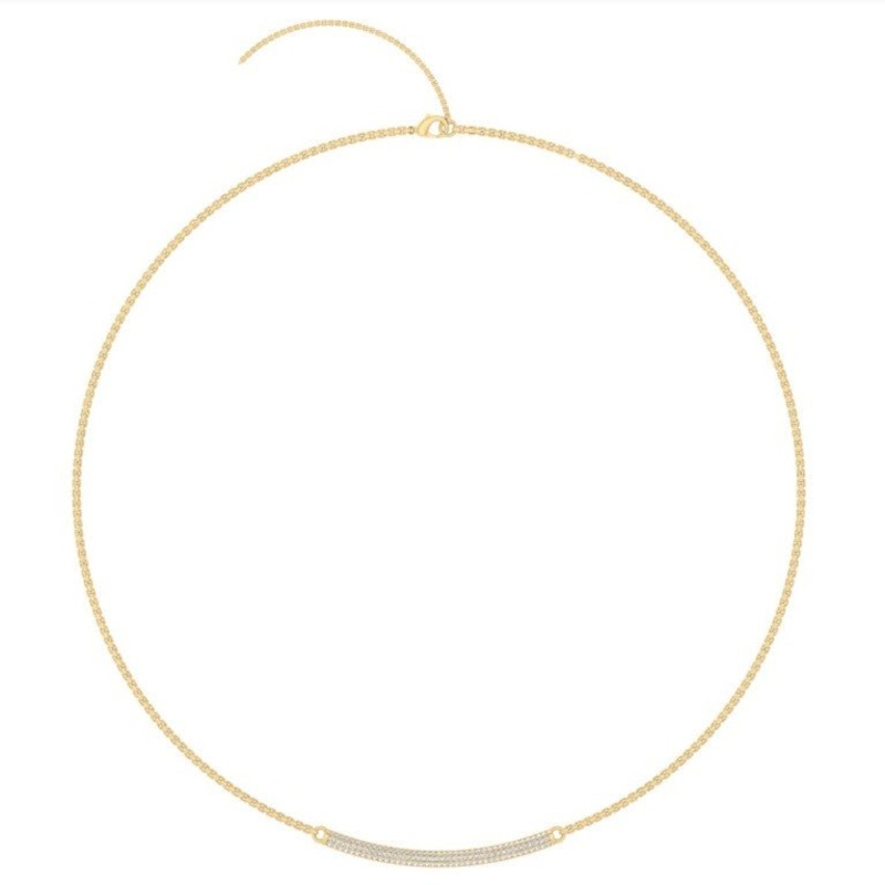 Juliette Pav Tube Necklace – Gold – White Topaz