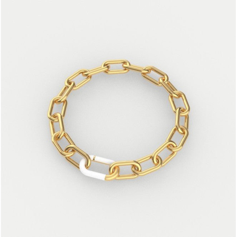 Solene Pav Chain Bracelet – Gold – White Topaz