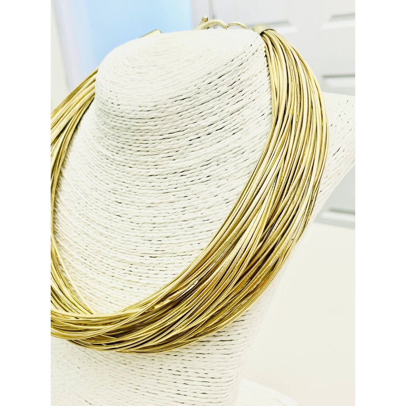 Leatherette Strand Necklace – Gold