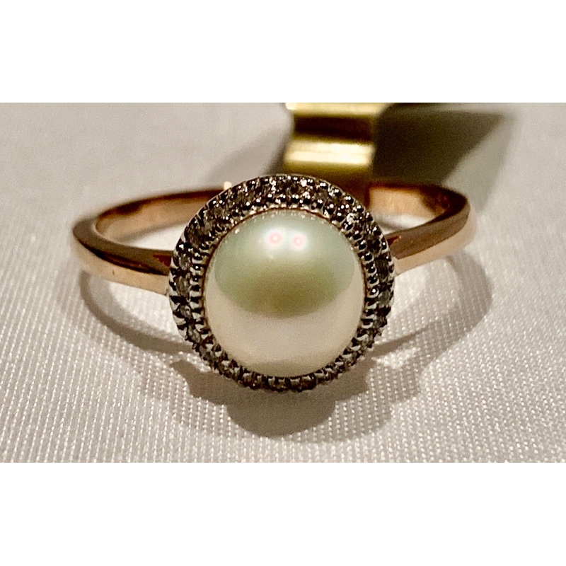 10K Pearl and Diamond Ring