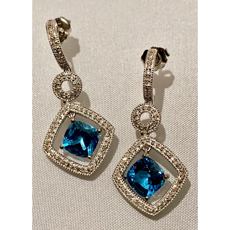 14K Topaz and Diamond Earrings