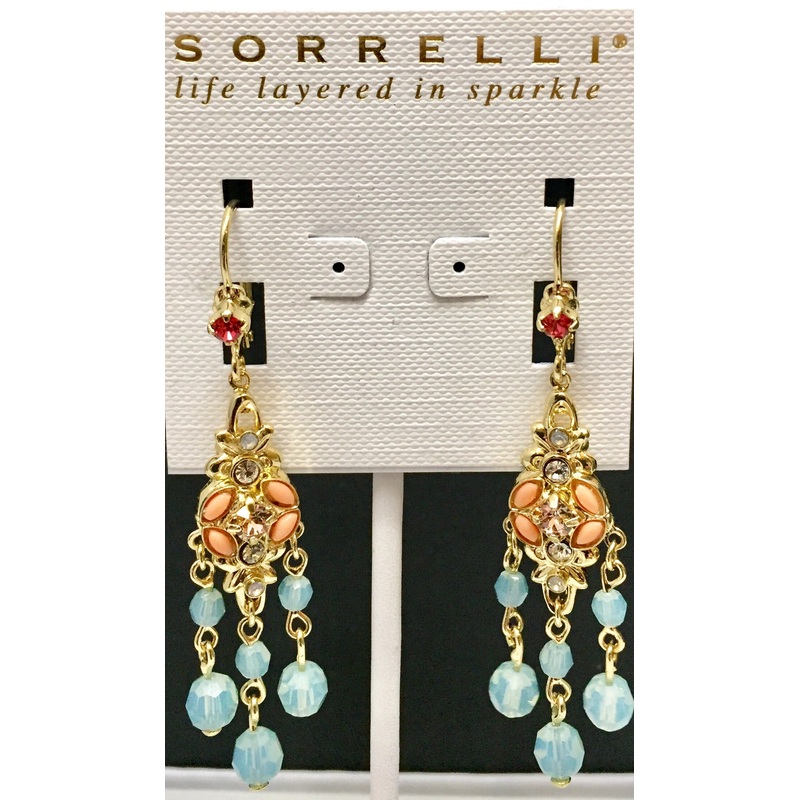 Sorrelli Crystal & White Cats Eye Chandelier Earrings