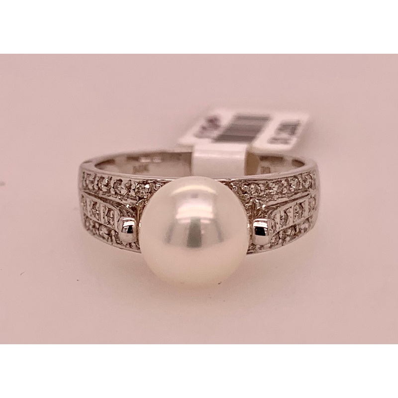 14K Cultured Pearl & Diamond Ring