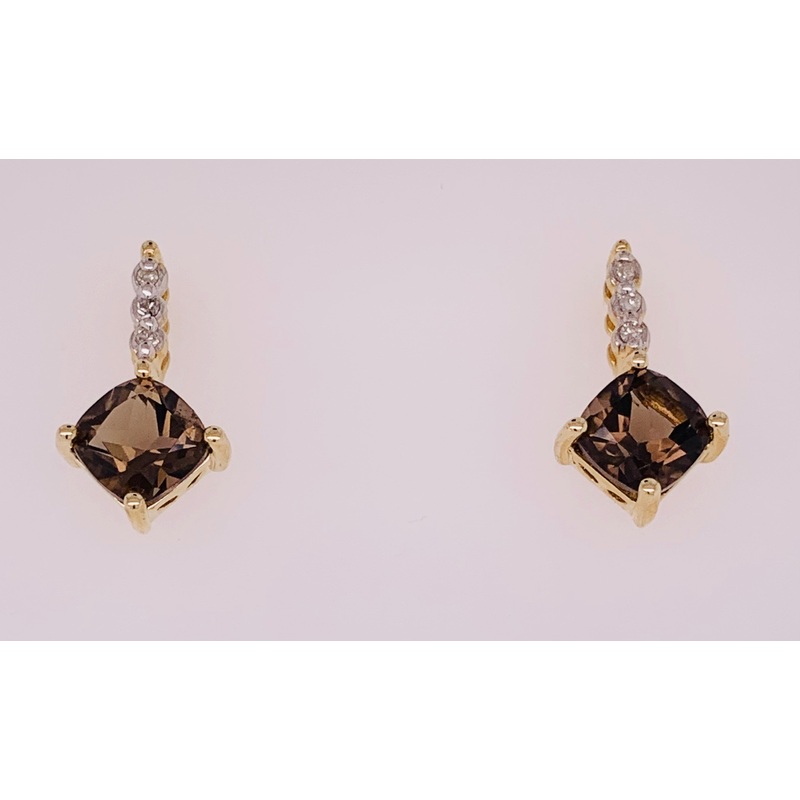 14K Smoke Quartz & Diamond Earrings