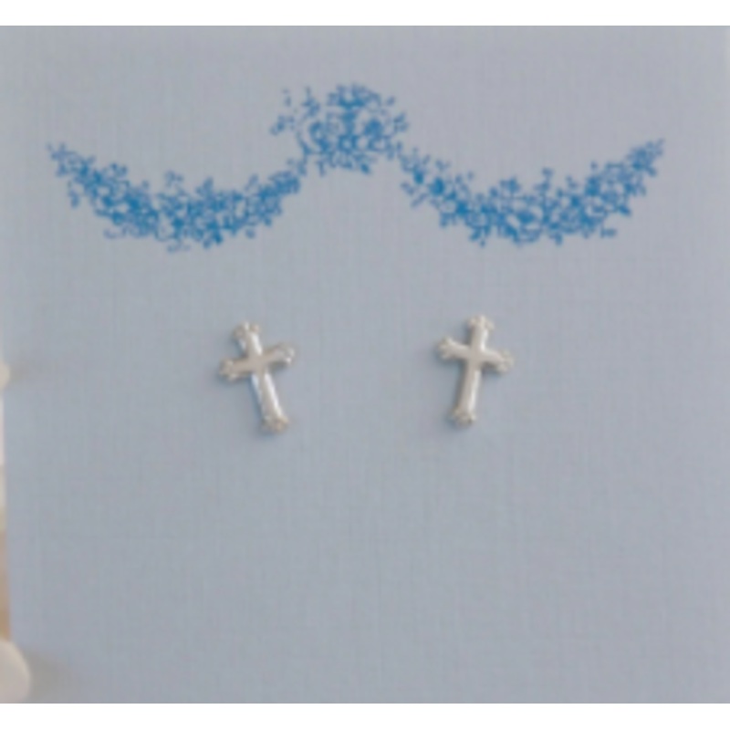 Rhodium Cross Post Earrings