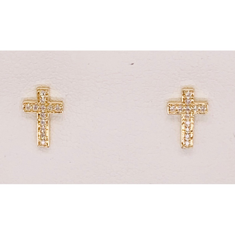 14K Diamond Cross Earring