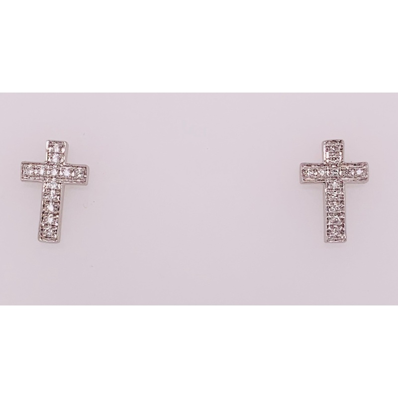 14K Diamond Cross Earrings