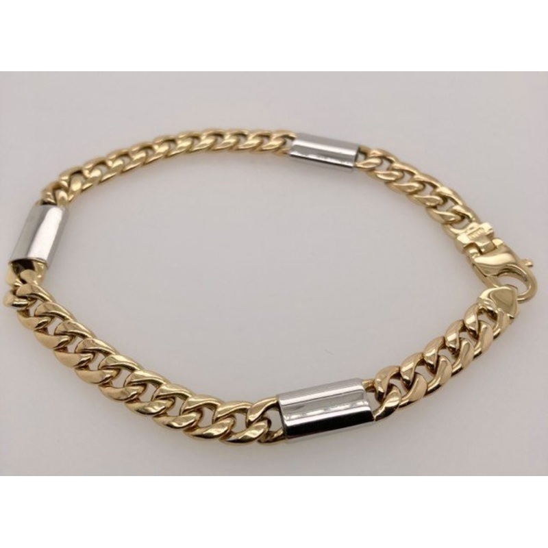 14K Figaro Cuban Link Bracelet