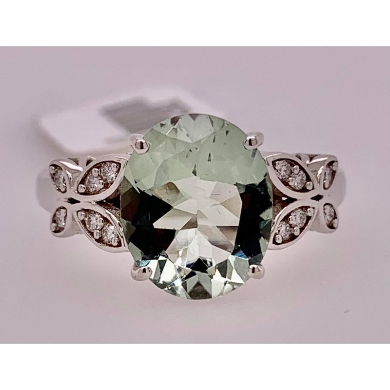 14K Green Amethyst Ring