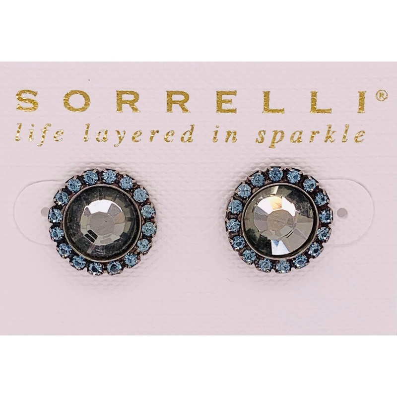 Circular Stud Earring with Rhinestone Edging