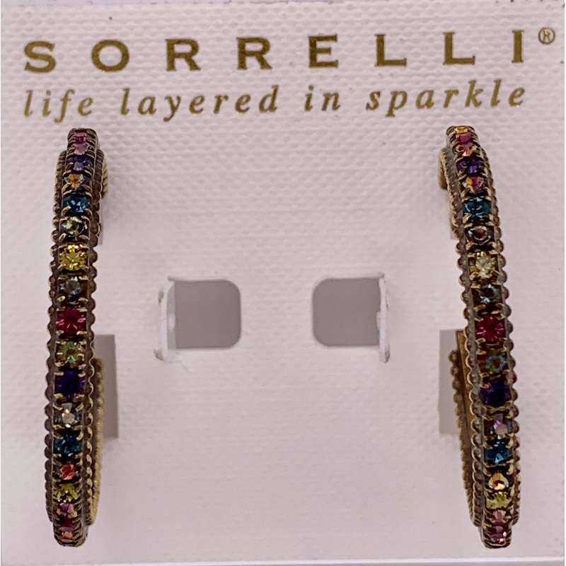 Crystal and Ball Chain Hoop Earring