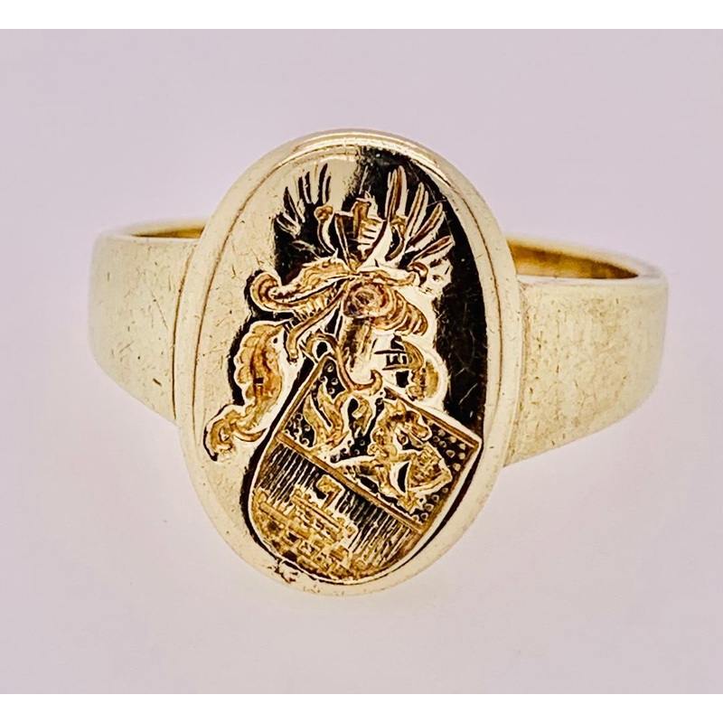 14K Estate Family Crest Ring
