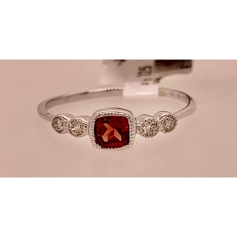 14K Garnet & Diamond Stack Ring
