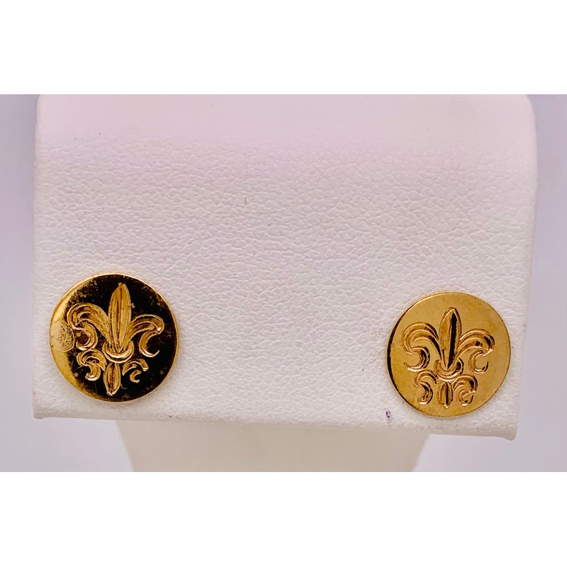 14K Gold Fleur de lis Earrings.