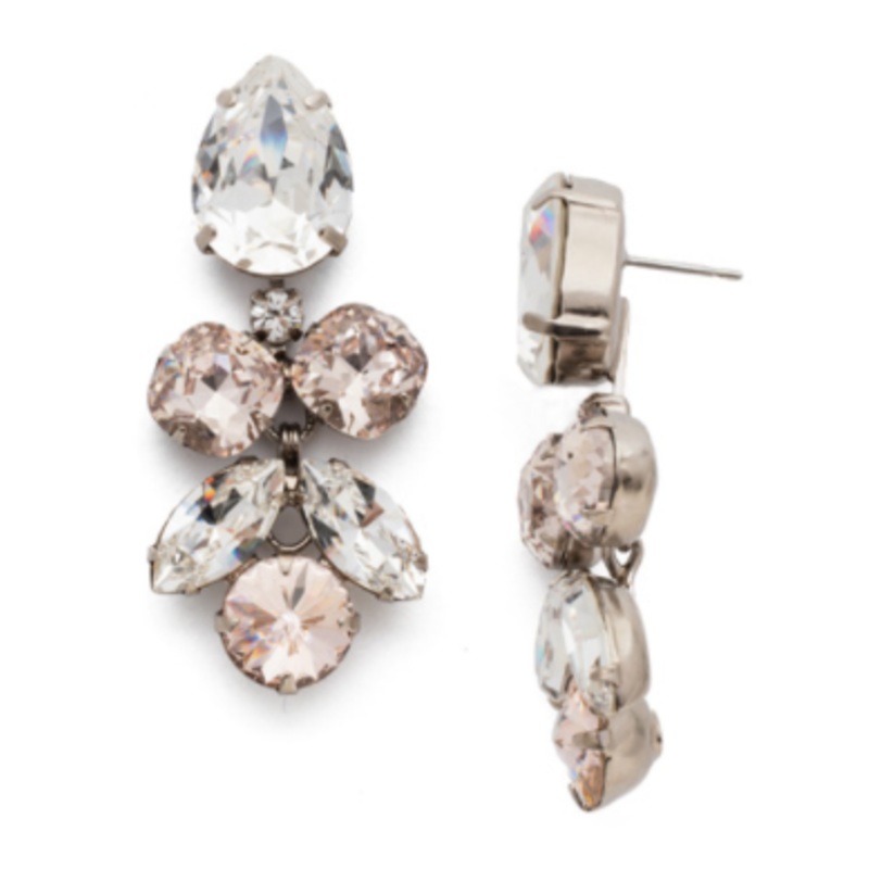 Crystal Lotus Flower Dangle Earrings