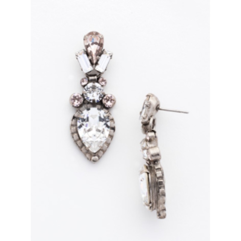 Sorrelli Curb Chain Accented Pear Crystal Dangle Earrings