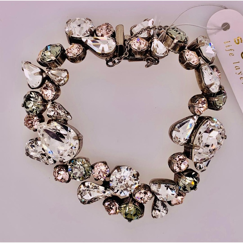 Teardrop Crystal Cluster Line Bracelet