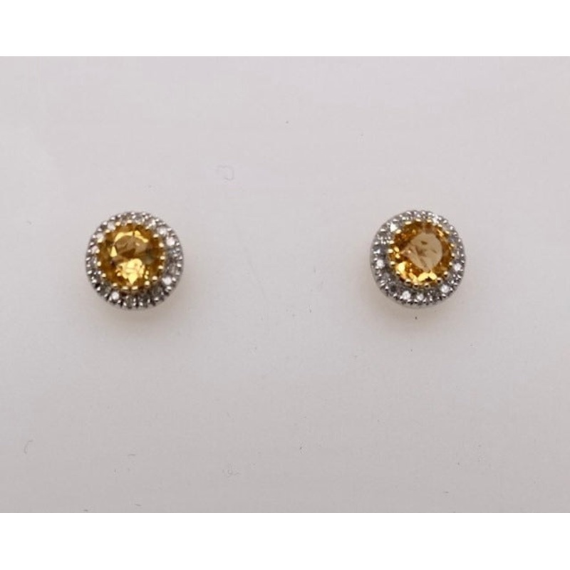 14K Citrine & Diamond Earrings