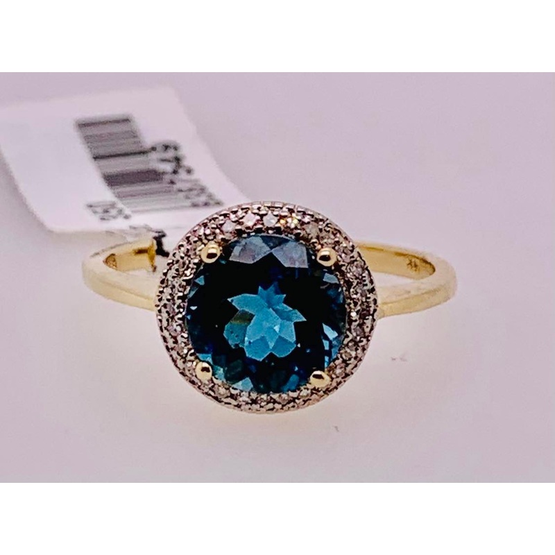 14K London Blue Topaz and Diamond Ring