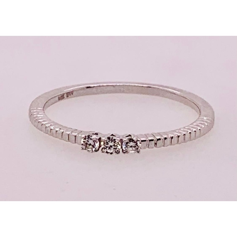 14K White Gold & Diamond Stack Band