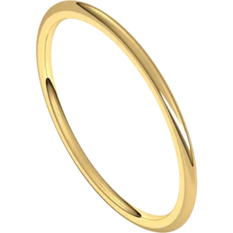 1MM 14K Yellow Lightweight Comfort Fit Half Round Band