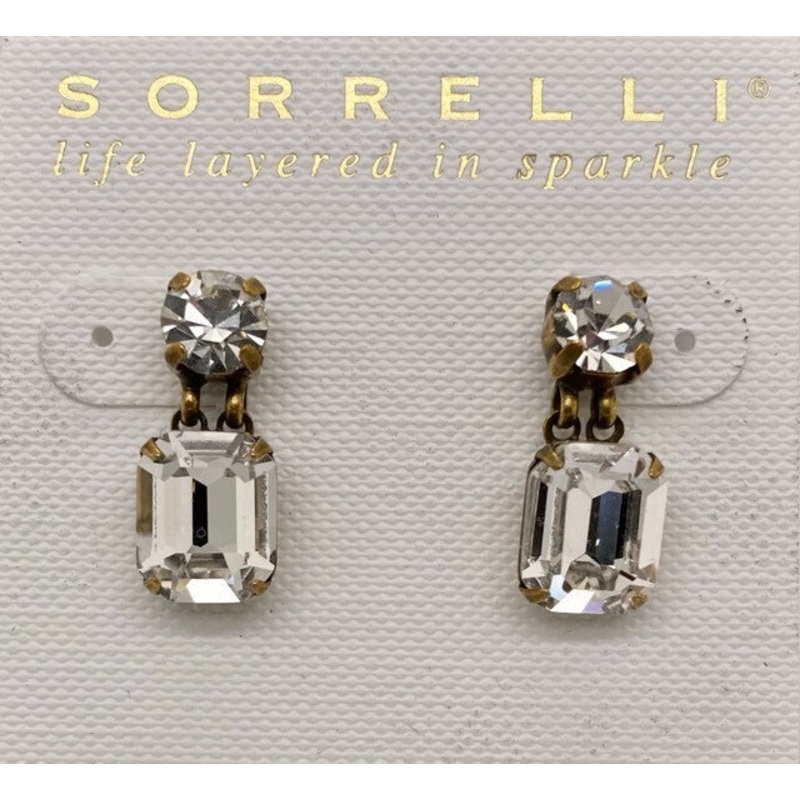 Crystal Octagon & Round Stud Earrings