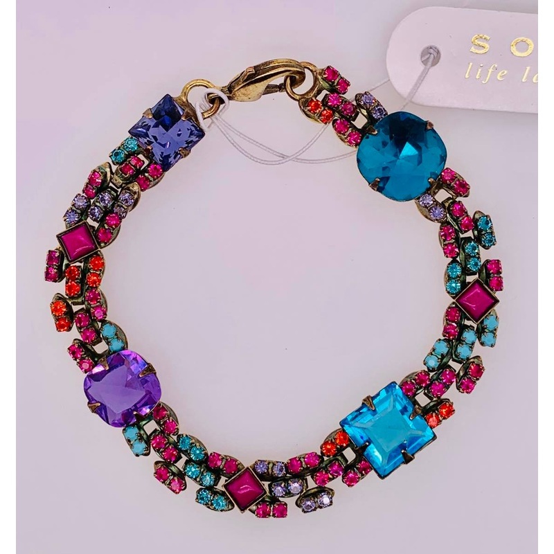Multi Cut Crystal Blue Raspberry Bracelet