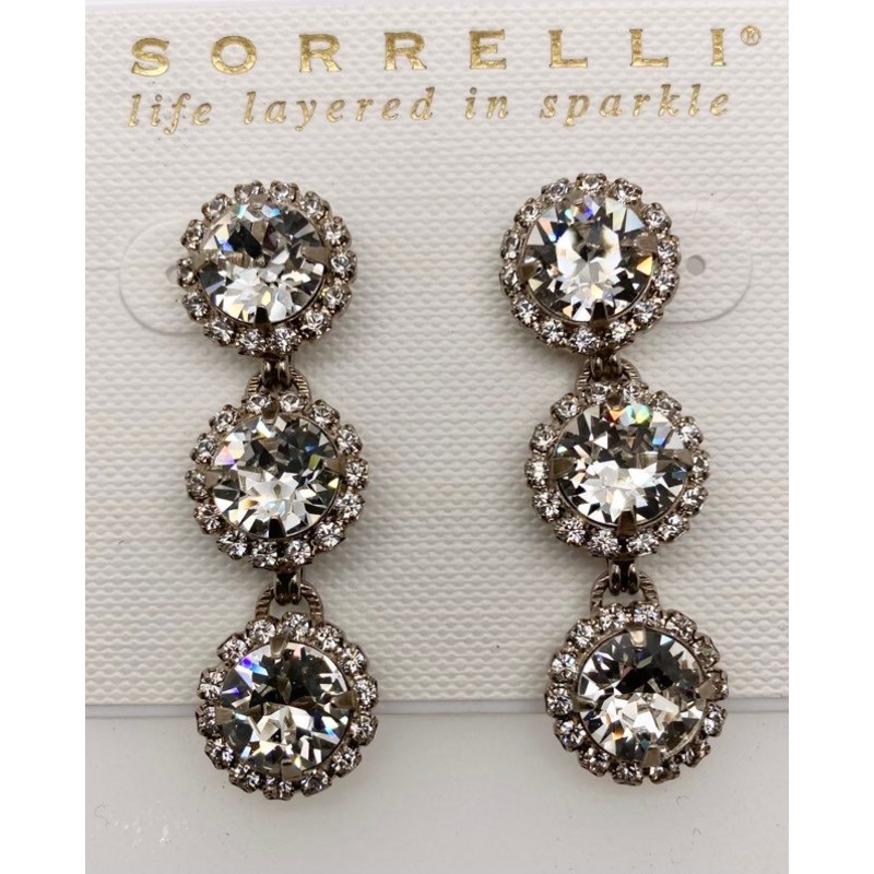 Triple Halo Dangle Earrings