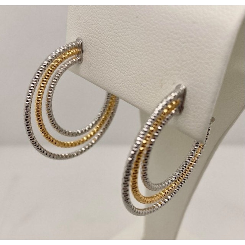 Two Tone 3/4 Hoop Earrings