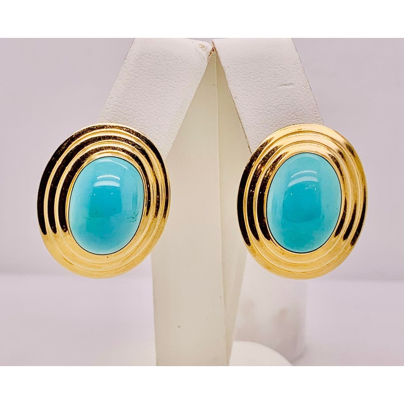 14K Estate Turquoise Earrings