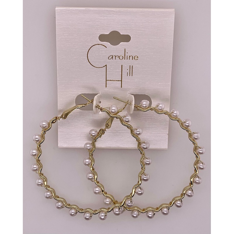 Canyon Pearl Lined hoop Earring GOLD