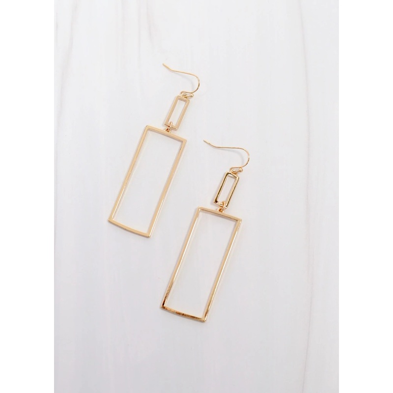 Cedric Rectangle Drop Earring GOLD